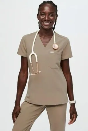 Figs Catarina Technical Collection Short Sleeve Scrub top Brown Size XS thumbnail 1