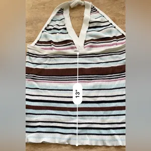 Abercrombie & Fitch Women’s Sz XL Striped Ribbed Halter Sweater Vest thumbnail 11