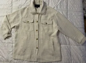 Sweet Rain Tweed Shacket Shirt Jacket White Gold Shimmer Accent thumbnail 1