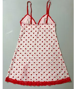 Red Pink Hearts Sheer Babydoll Slip Nightie Nightgown Lingerie Dress Size S ♥️✨ thumbnail 4