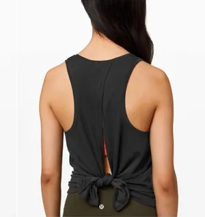 Lululemon All Tied Up Tank Black Open Back Racerback Pima Cotton Top Size S thumbnail 2