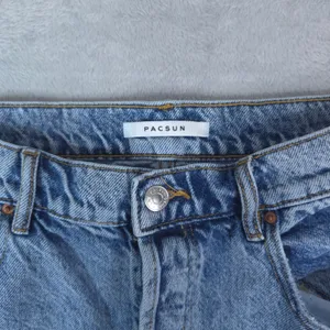 PacSun High‎ Rise Straight Jeans Women 30x27 Blue Button Fly Raw Hem 90s Mom thumbnail 5