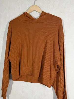 Beyond Yoga Women’s So Chic Cropped Hoodie Pullover Lightweight in Clove Brown M thumbnail 3