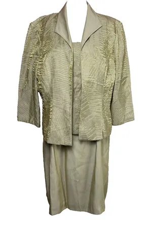 Alex Evenings Women‎ Size 14 (Med) Gold Shimmer Iridescent Dress Jacket Set NWT thumbnail 1