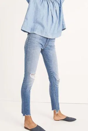 Madewell 9" Mid-Rise Skinny Jeans in Frankie Wash: Torn-Knee Edition thumbnail 1