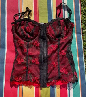 Vintage corset top Red Size 36 C thumbnail 1
