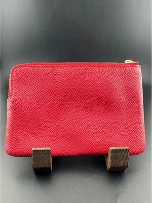 Coach Red Leather Wristlet Pouch with Gold Logo thumbnail 2