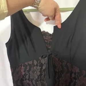 Vintage 90s Y2K Black Brown Lace Slip Dress Dark Romantic Whimsigoth Goth Sz M thumbnail 11
