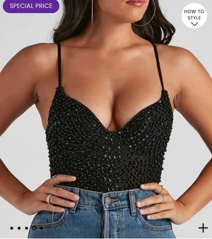 Windsor Sequin Black Body Suit thumbnail 3