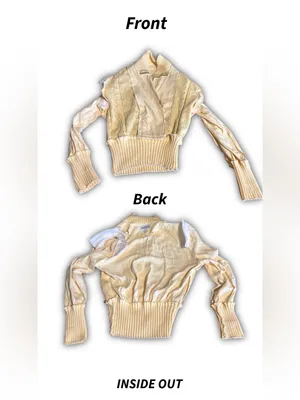 Side Effects Vintage 1990'S Yellow Cream Embroidered V Neck Pullover Sweater (M) thumbnail 11