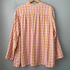 Old Navy Peasant Top Size XL Gingham Mandarin Popover Boho Cottagecore Prairie thumbnail 5