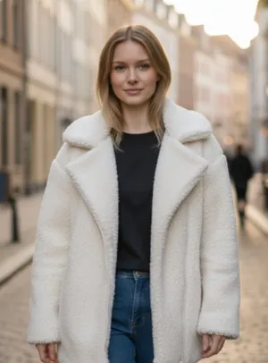 NWT C& C California White Teddy Faux Fur Sherpa Cozy Coat XL Ivory white thumbnail 1