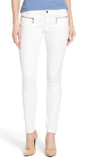 ✨Michael Kors Zip Detail Skinny Off White Sz 8 Jeans✨ thumbnail 1