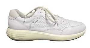 Ecco Perforated White Leather Women's Sneakers Size 10M thumbnail 1