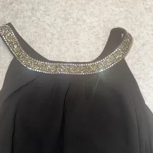 A'GACI Womens Black Rhinestone Halter Neck Layered High Low Blouse Top Size L thumbnail 4