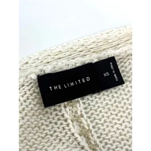 The Limited Cream Linen Metallic Open Front Cardigan Macrame‎ Fringe Belt XS thumbnail 10