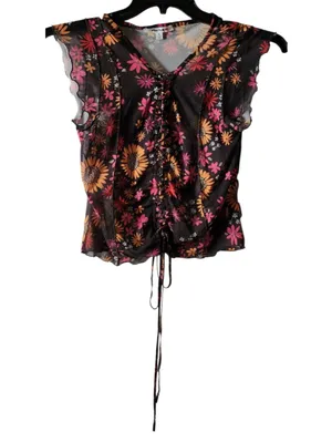 Miss Selfie Floral Sleeveless Blouse Size XL thumbnail 2