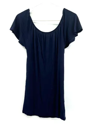 Splendid size small blue short sleeve blouse‎ top shirt tie back supma cotton thumbnail 1