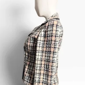 Vintage Jones New York Suit Size 4 Pink Black Plaid Tweed Double Breasted Blazer thumbnail 4