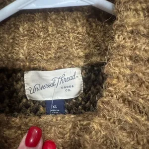 Universal Thread‎ Womens XS Leopard Print Mock Neck Pullover Sweater Brown Black thumbnail 2