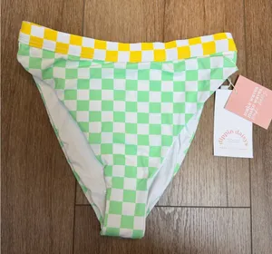 Dippin' Daisy's Green and Yellow Checkered Bikini Bottom thumbnail 1