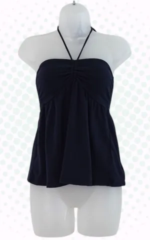 Hollister Navy Blue Y2K Style Tie Front Halter Neck Cropped Tube Top Size S thumbnail 1