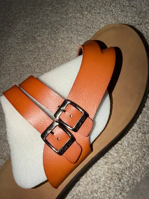 Orange new Double-Buckle Slide Sandals Casual Summer Footwear thumbnail 3
