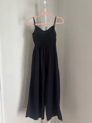 Avalebeti Black Wide-Leg Crop Jumpsuit Romper with Bow Front and Cut Out Size M thumbnail 4