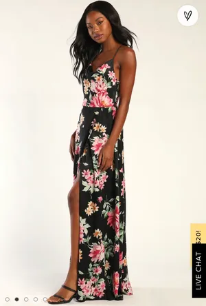 Lulus Black Floral Long Dress thumbnail 2
