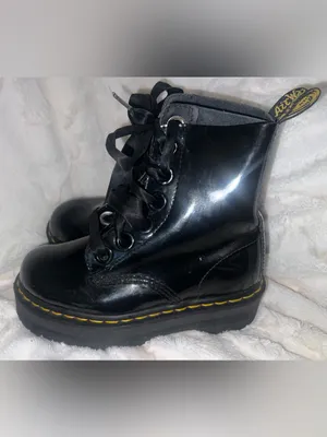 Dr. Martens MOLLY Women's Leather Platform Boots BLACK BUTTERO size 6 thumbnail 2