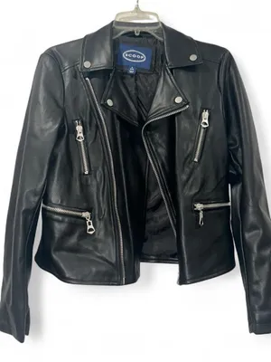 Scoop Faux Leather Women's Black Jacket Small thumbnail 1