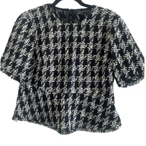 Zara Woman peplum tweed top NWOT thumbnail 8