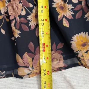 LOST + WANDER Floral Long Sleeve Navy Dress size large thumbnail 7