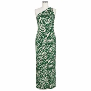 ASOS Green Zebra Plisse One Shoulder Maxi Dress Size 12 Resortwear Vacation NWT thumbnail 3