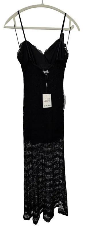Bardot Black Flynn Lace Semi-Sheer Midi Dress NWT US 6 M Wedding Guest Formal thumbnail 1