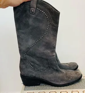 B Makowsky Tall Gray Suede Riding Boots LeAnn Womens 8.5 Western thumbnail 1