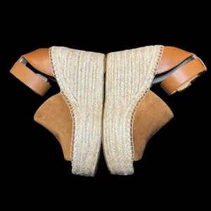 Marc Fisher LTD Shoes Womens Size 7.5 Brown Suede Espadrille‎ Wedge Sandals thumbnail 5