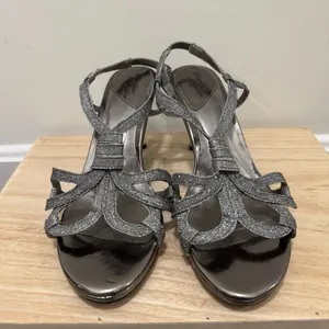 Mootsies‎ Tootsies Black & Silver Floral Foot Clear Heels 7.5 thumbnail 6