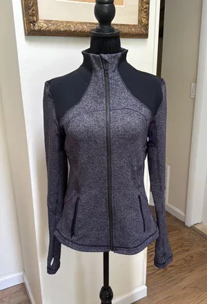 Lululemon Athletica Navy/Gray Herringbone Define Zip Up Size 10 thumbnail 1