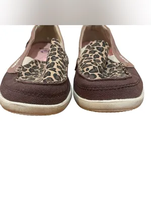 Crocs Leopard Print Canvas Slip On Loafer Flats Brown Women’s Size 9 thumbnail 5