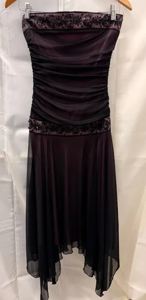 Trixxi Vintage Y2K Asymmetrical Beaded Midi Slip Dress Goth Dark Romantic Medium thumbnail 1