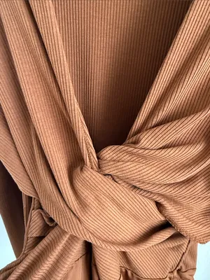 ASTR Ribbed Twist-Front Brown Bodysuit Women's Large thumbnail 4