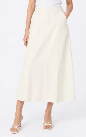 Vici Cream Off-White A-Line Midi Skirt Elastic Back XL thumbnail 1