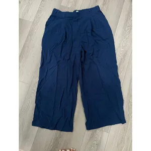 Halara Wide Leg Flowy Solid Palazzo Casual Linen Feel Pants Sec Blue XL petite thumbnail 2