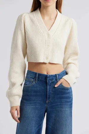 LoveShackFancy Avignon Crop Cashmere Blend Cardigan thumbnail 1