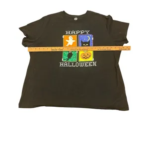 Happy Halloween 3X T-shirt Womens Black Shirt Ghost Owl Cat Jack O Lantern thumbnail 7