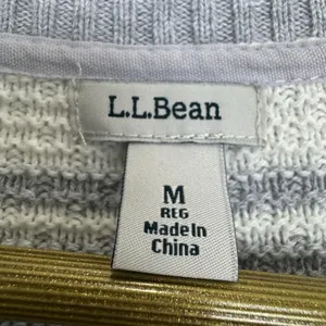 LL Bean Cashmere Cotton Cardigan Size M Gray White Preppy Capsule Outdoorsy thumbnail 3