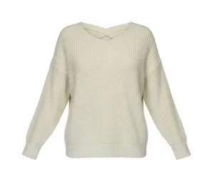 Skies Are Blue Small Oatmeal‎ Sweater Criss Cross Back Chunky Knit Cozy Casual thumbnail 1