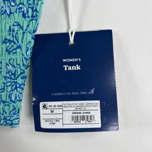 Roller Rabbit for Target Aqua Blue Floral Smocked Button‎ Front Tank Top Medium thumbnail 5