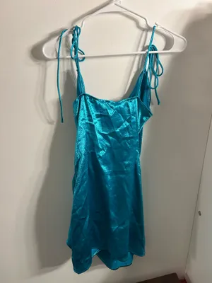 NWT Superdown Aqua Wrap Mini Dress thumbnail 6